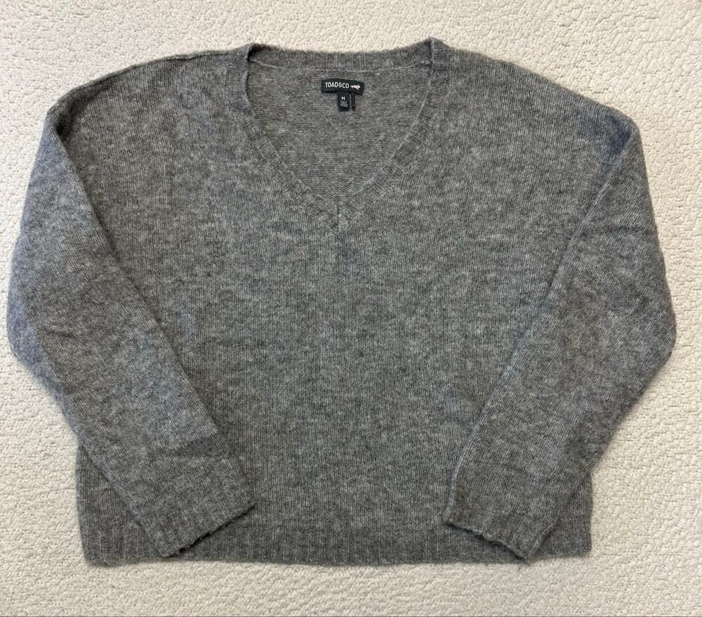 Toad & Co Womens V-neck Knit Wool Blend Sweater Medium